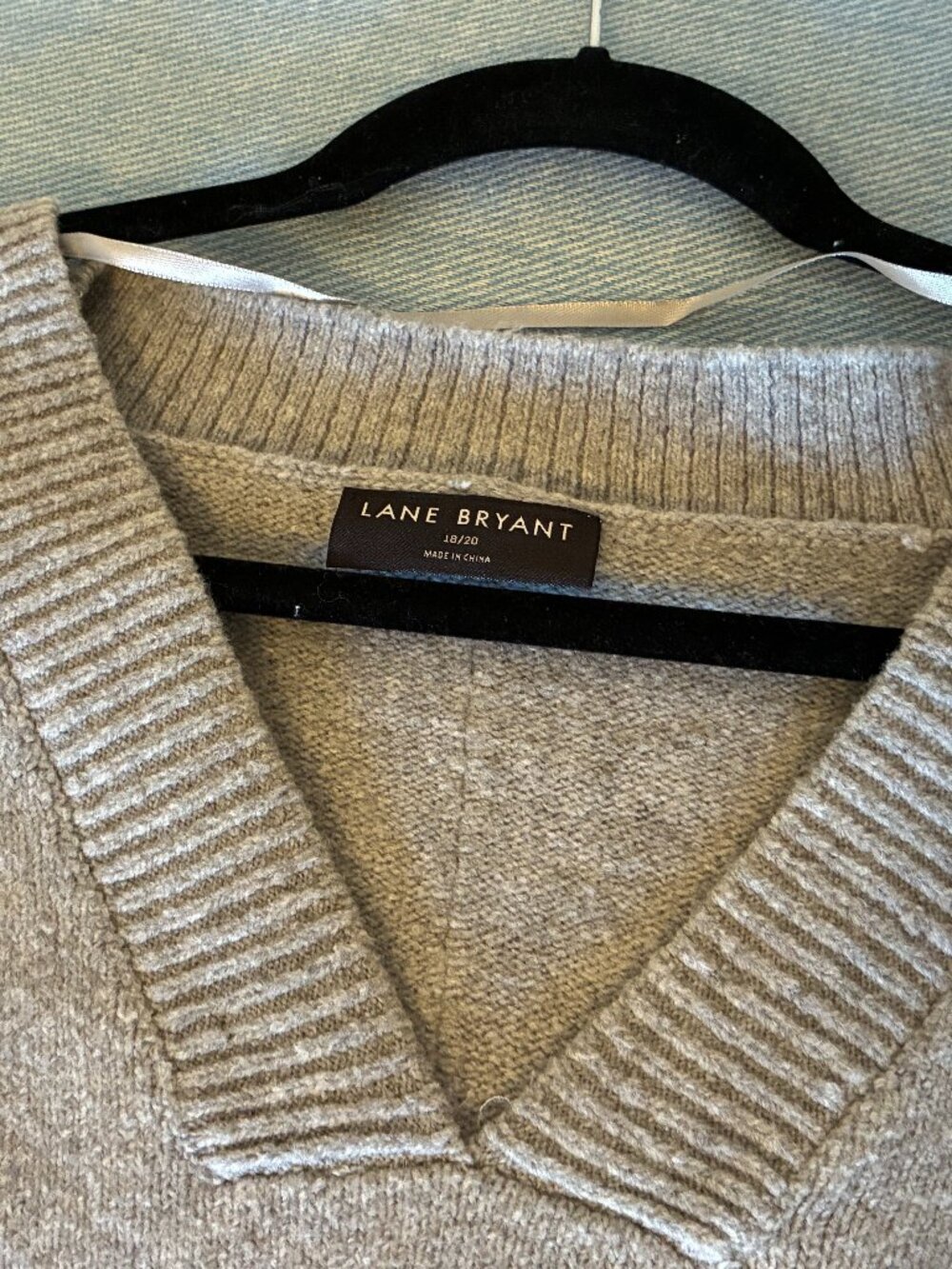 Lane Bryant V Neck Gray Pullover Sweater 18/20 Preppy Casual Minimalist